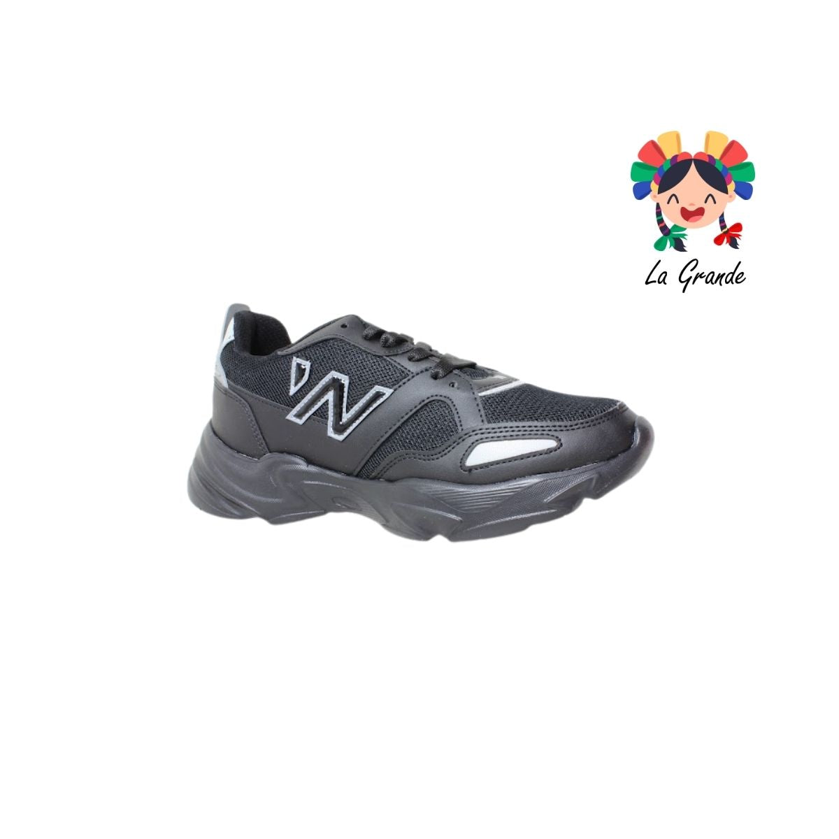 J02 NEW LINE Negro Gris Tenis Deportivo Dama, Joven y Caballero