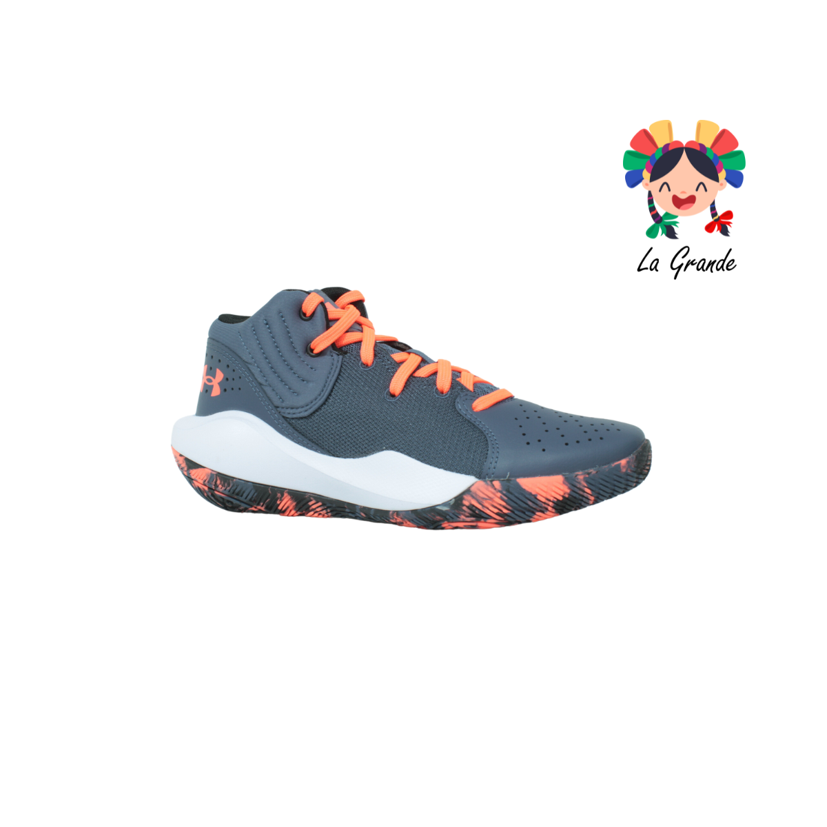 JET-UNDER ARMOUR Gris Naranja Tenis Deportivo Original Importado para Dama y Joven