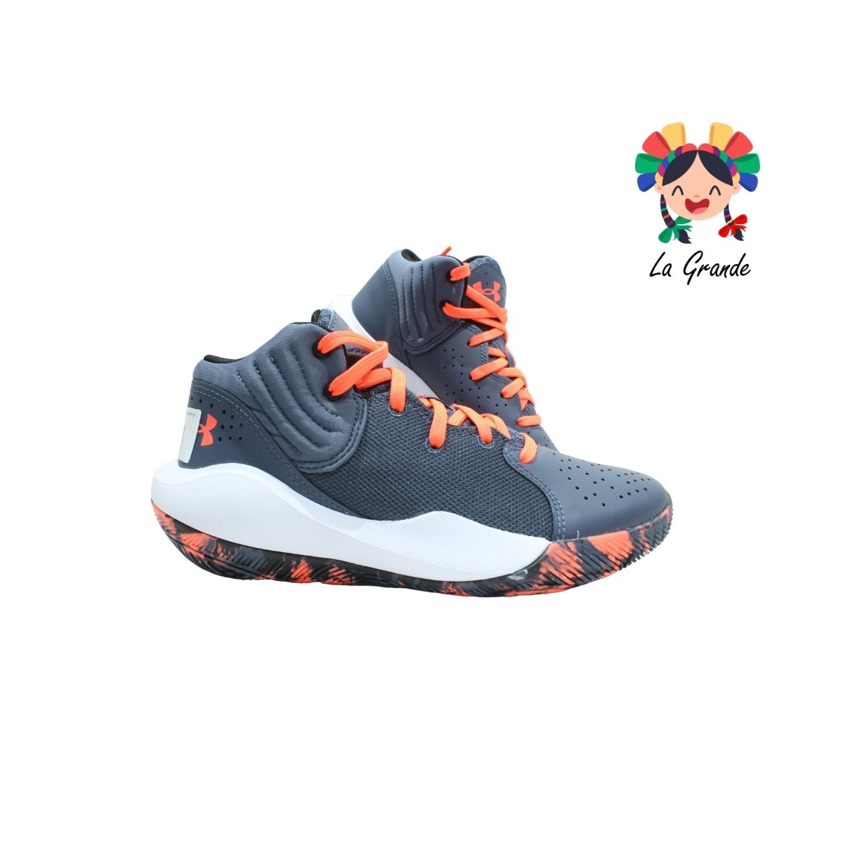 JET-UNDER ARMOUR Gris Naranja Tenis Deportivo Original Importado para Dama y Joven