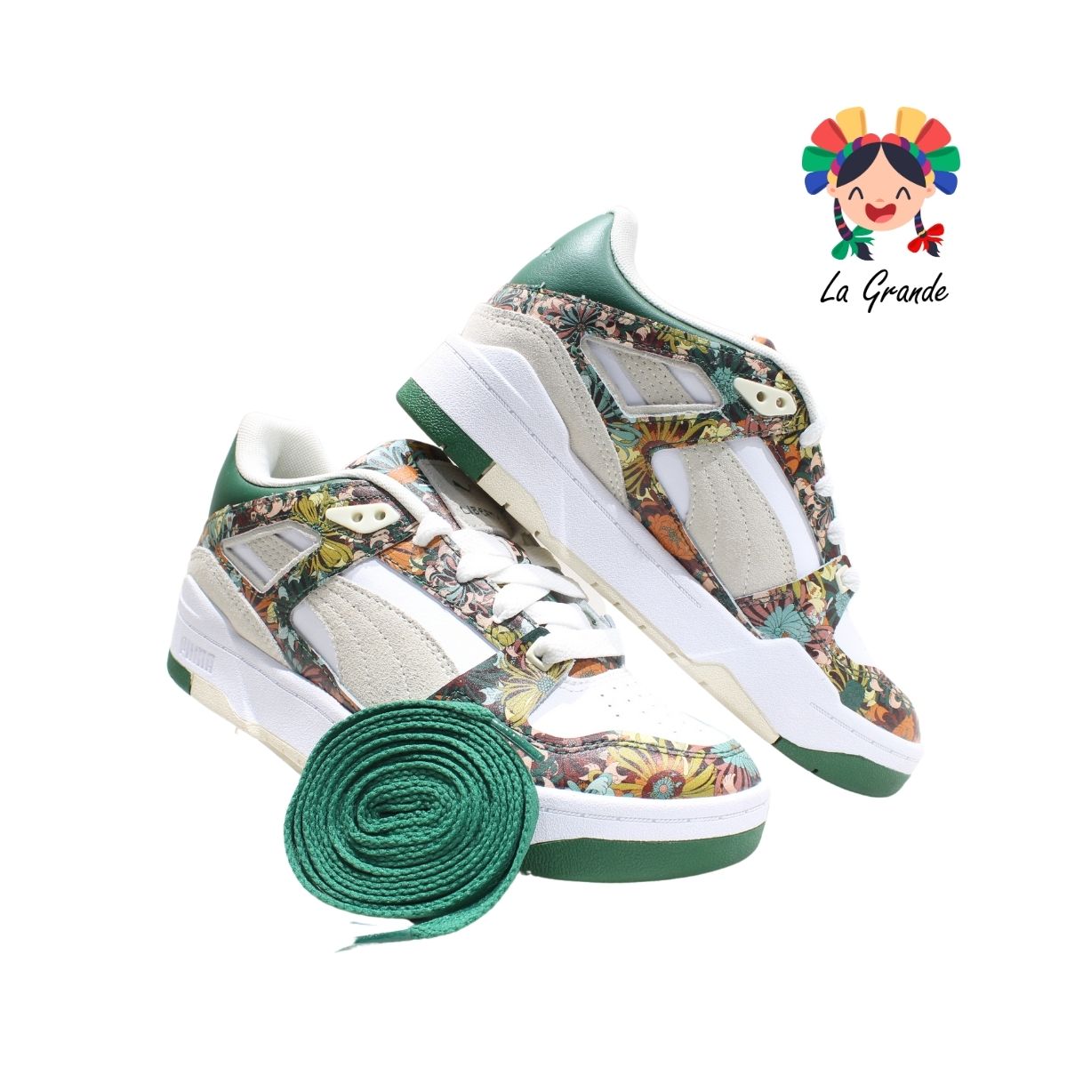LIBERTY PUMA Bco Vde Flores Tenis Casual Importado Original para Dama