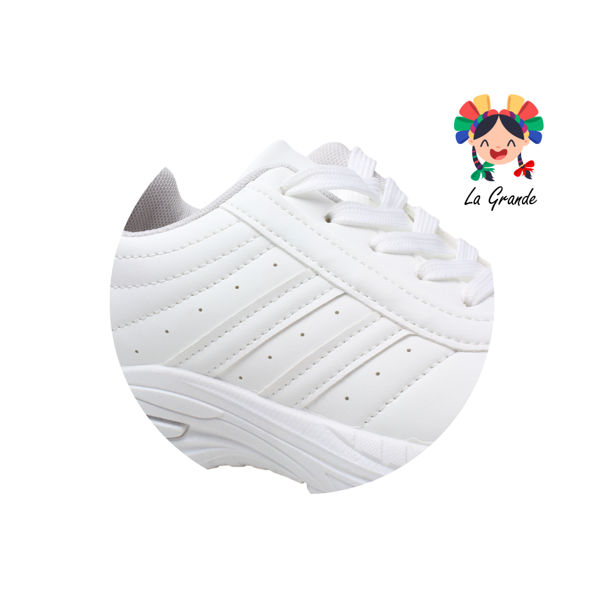 M2304B-6A FOSUM Blanco Gris Tenis Escolar para Dama y Joven