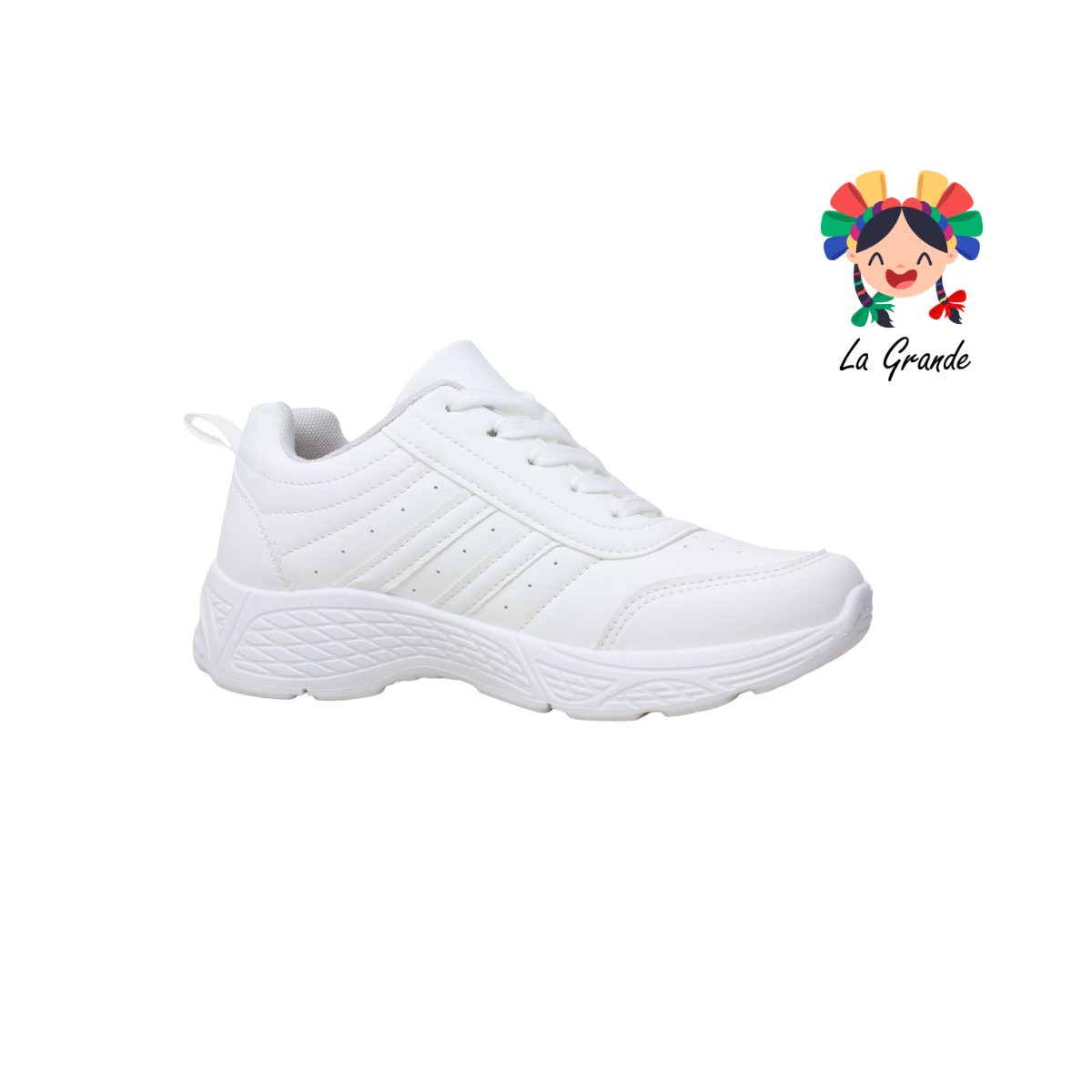 M2304B-6A FOSUM Blanco Gris Tenis Escolar para Dama y Joven