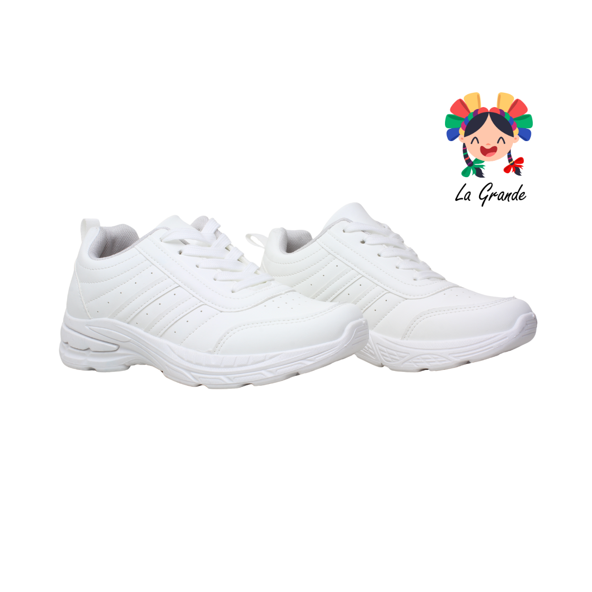 M2304B-6A FOSUM Blanco Gris Tenis Escolar para Dama y Joven