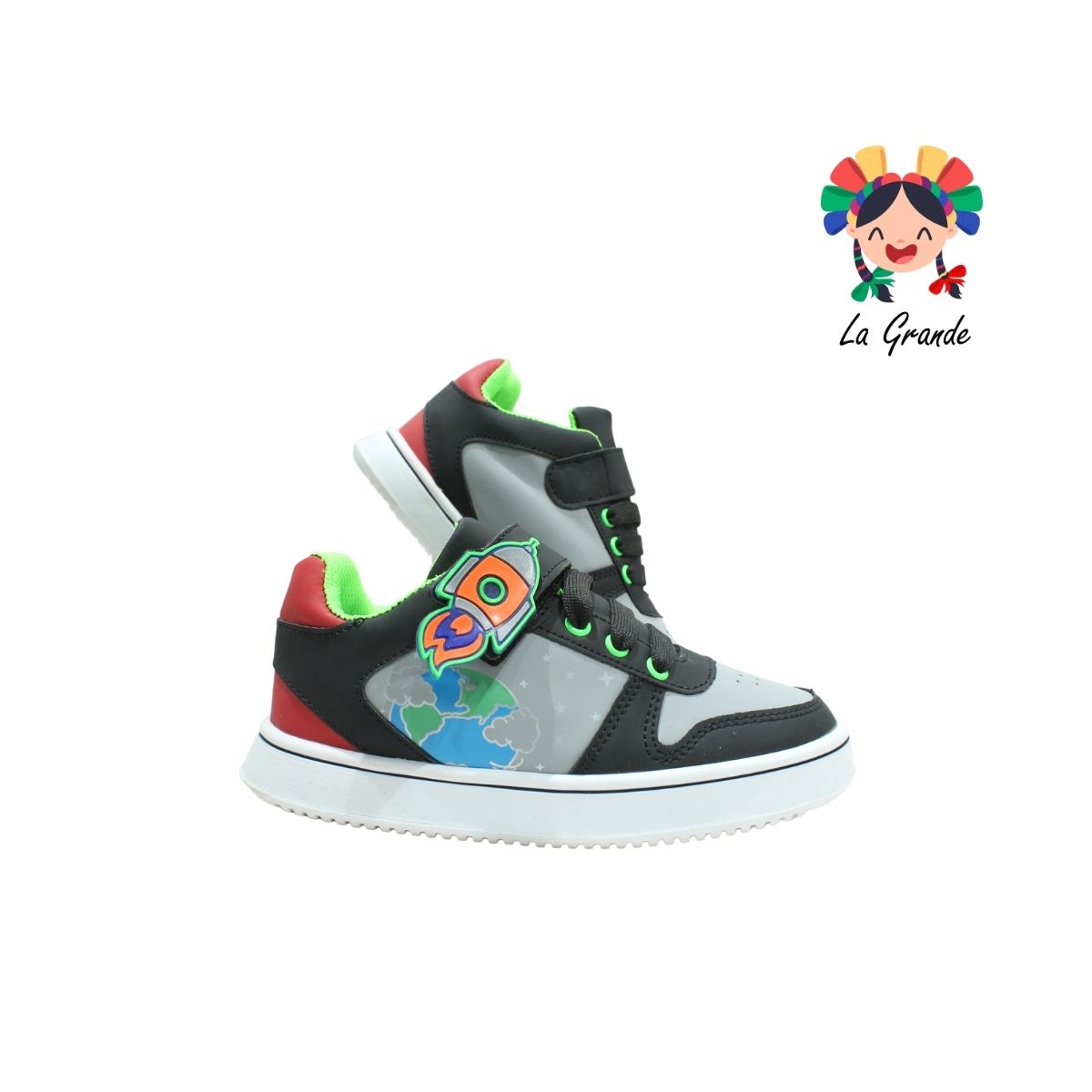 MOY ATROM Negro Gris Neón Tenis Casual para Niño y Niña