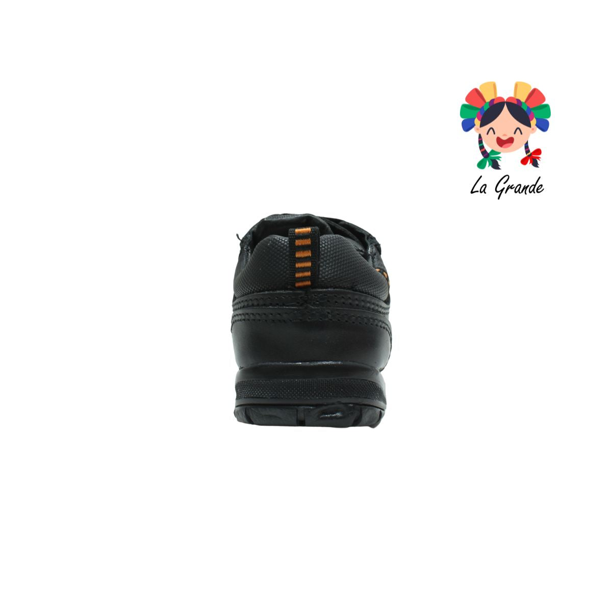 1404 NEVADA Negro Piel Zapato Escolar con Agujeta para Niño