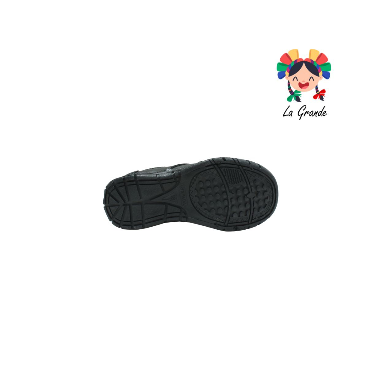 1404 NEVADA Negro Piel Zapato Escolar con Agujeta para Niño