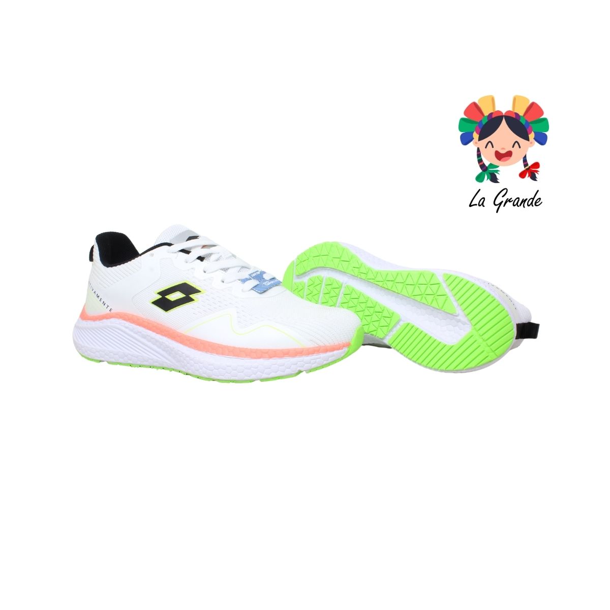 0H459102 LOTTO White Neon Tenis Deportivo para Caballero