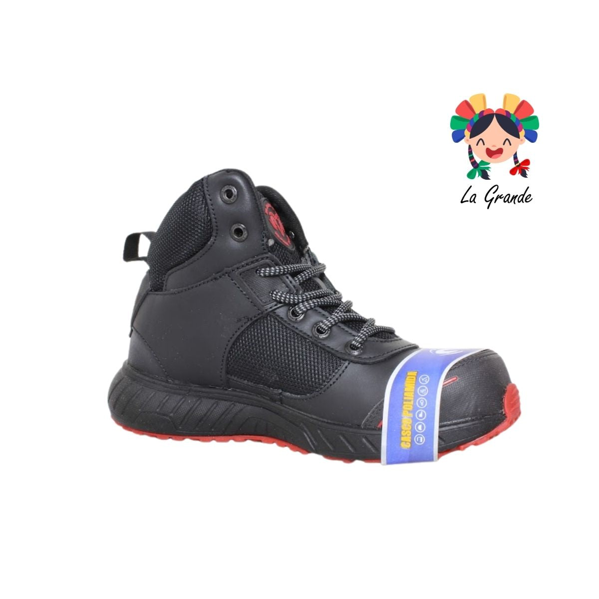 R-811 RAM Negro Rojo Casco de Poliamida Bota Industrial para Caballero