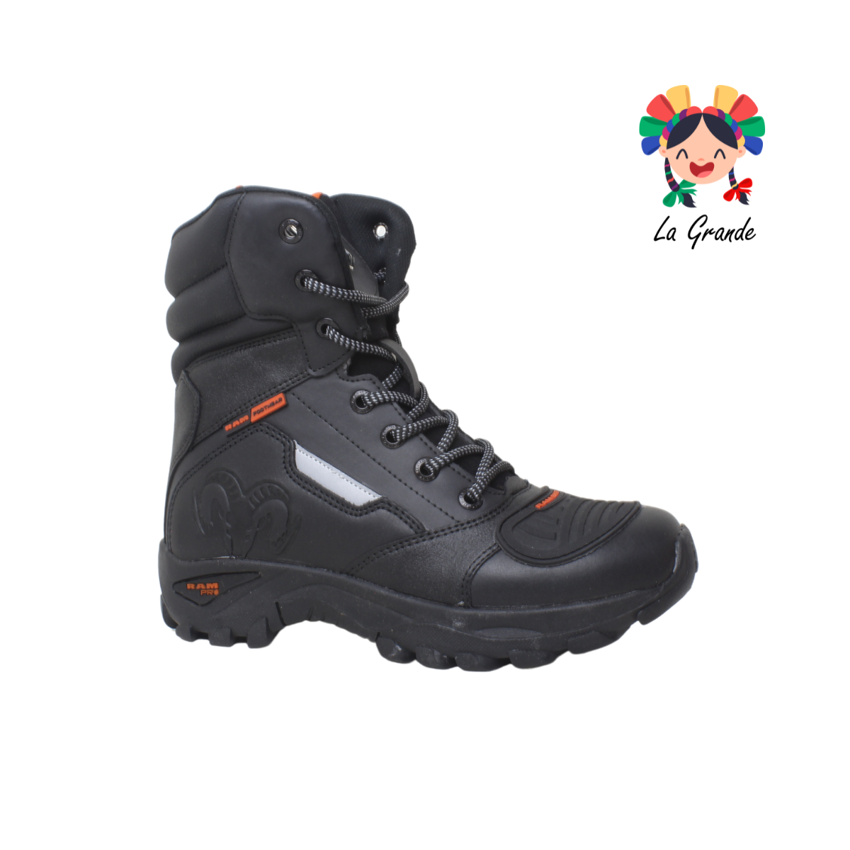 R408 RAM Negro Naranja Piel Bota Biker para Caballero