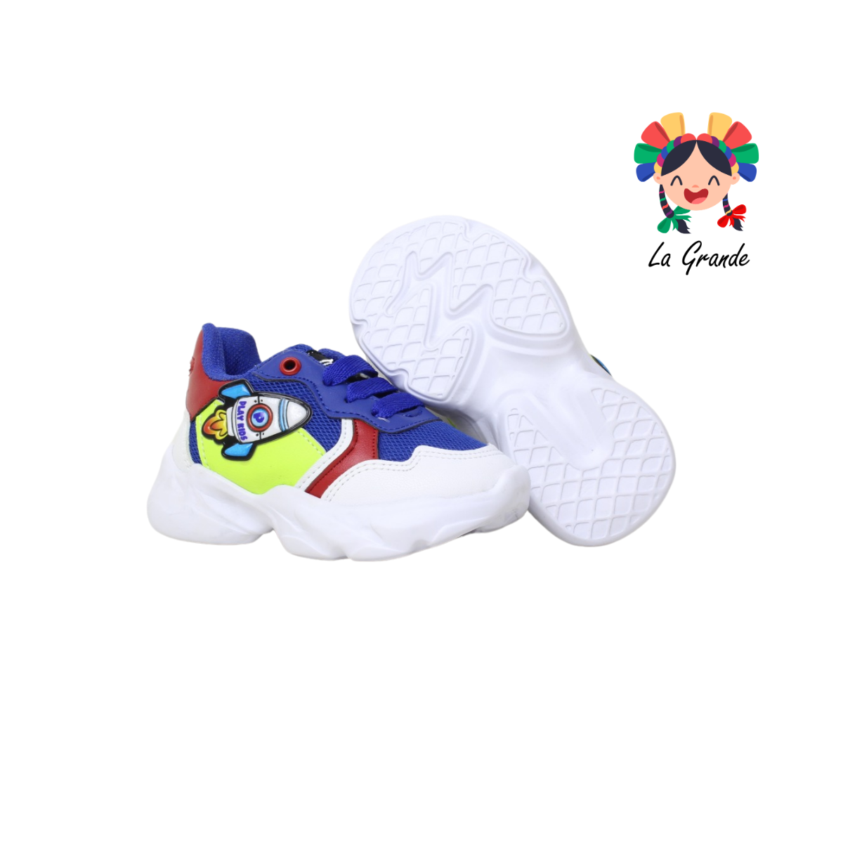 ROCKET PLAY KIDS Rey Bco Vde Neón Sint tenis Casual para Niño