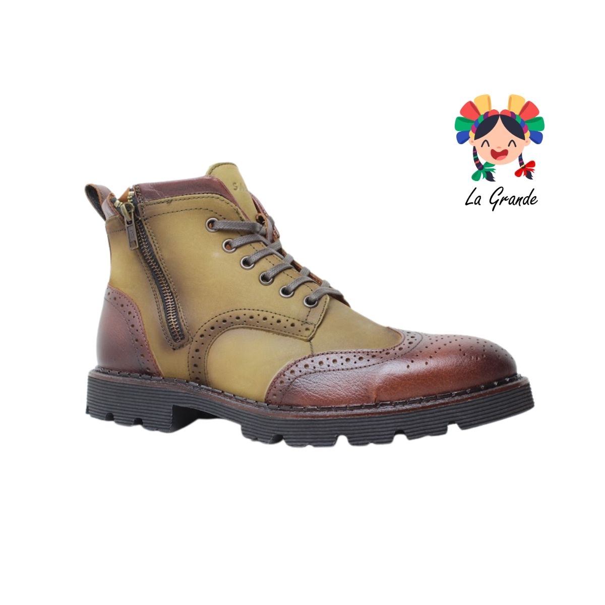 S5704 SABATTER Tan Café Piel Botín Casual para Caballero