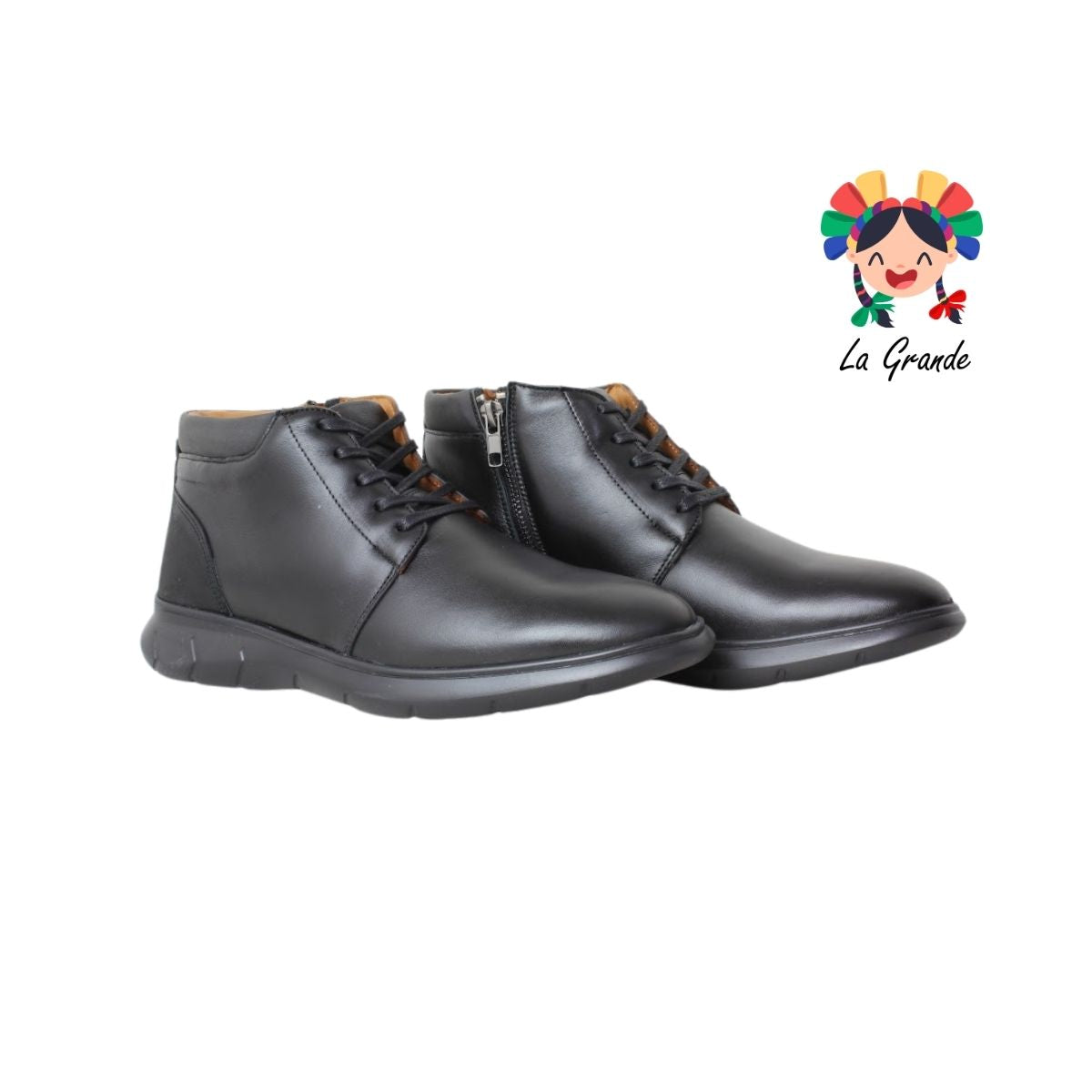 SE018 DOGI Negro Piel Botín Casual para Caballero