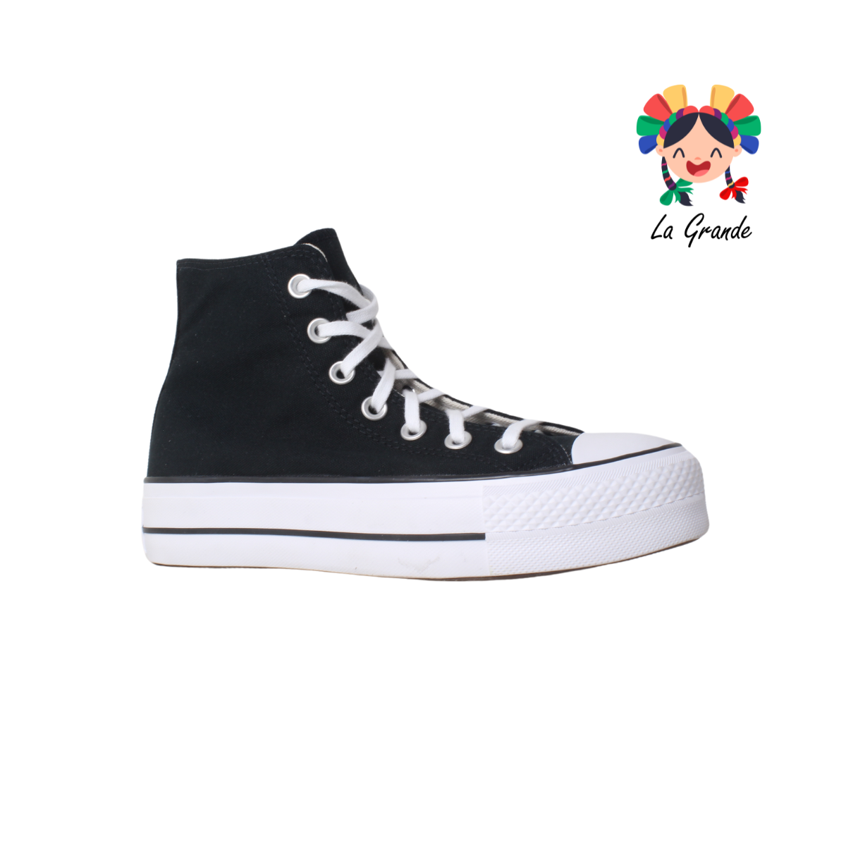 SM CONVERSE Negro Textil Tenis de Plataforma Importado Original para Dama