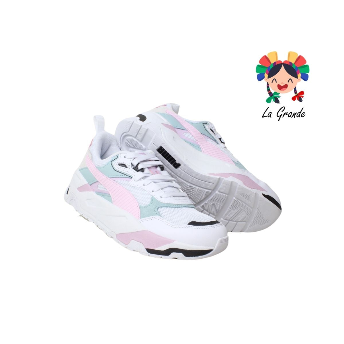 TRINITY PUMA Bco Rosa Tqza Tenis Deportivo Original Importado para Dama