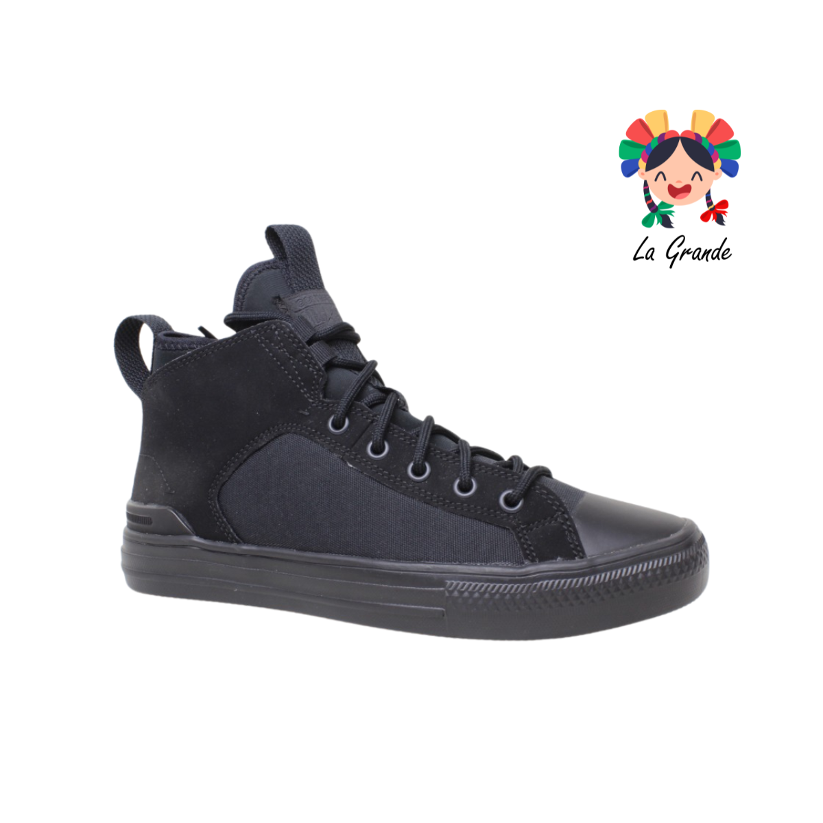 ULTRA MID CONVERSE Negro Negro Textil Tenis Casual Original Importado para Joven y Dama