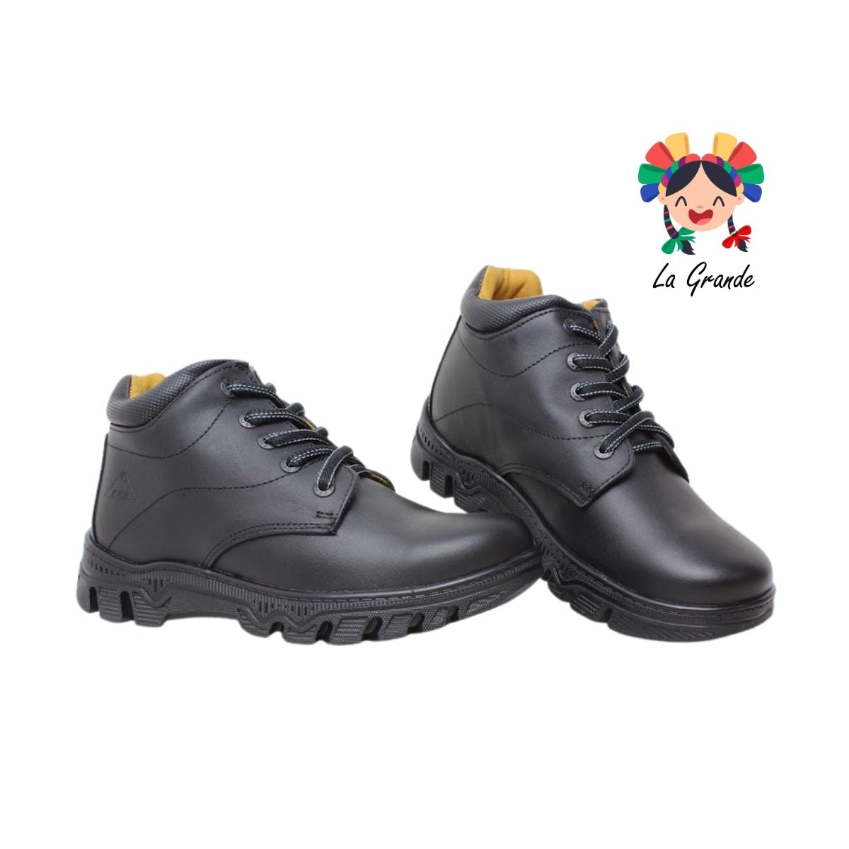 6008 FEF Negro Piel Zapato Escolar para Joven