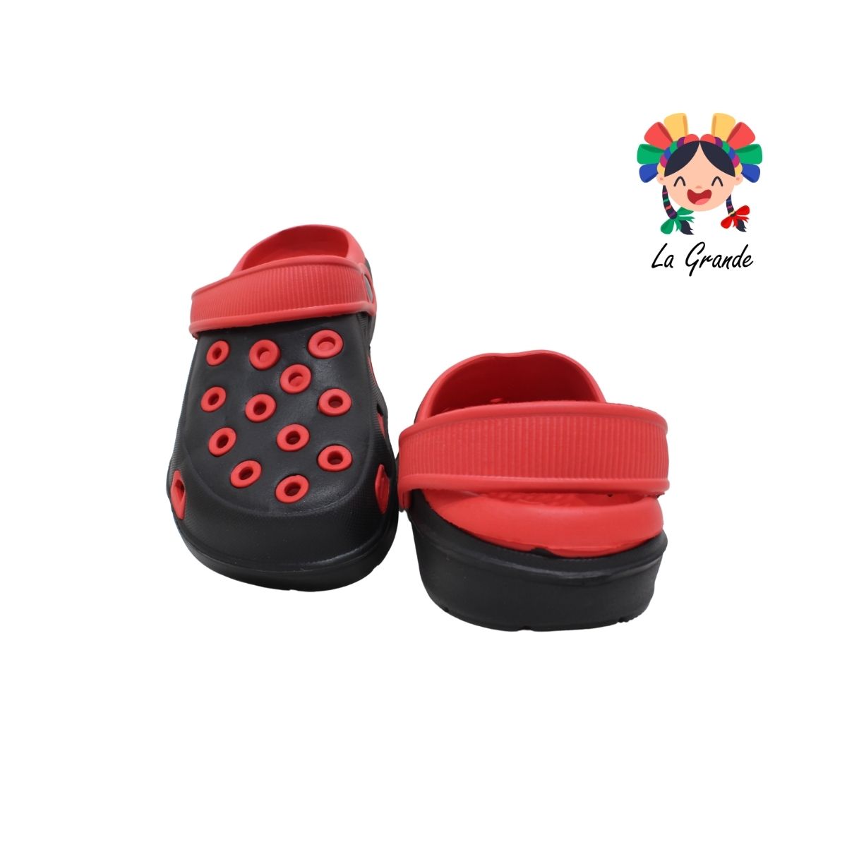 XJ908 TIGRE Negro Rojo Sandalia Sint Tipo Crocs para Joven, Dama y Cabellero