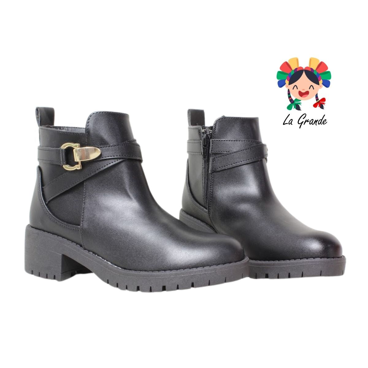 703 YUL Negro Sintético Botín Casual para Dama
