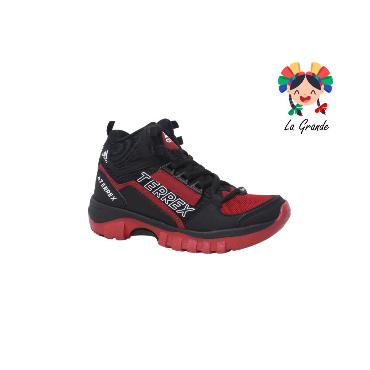 170 TERREX Rojo Negro Textil Bota de Montaña para Dama y Joven