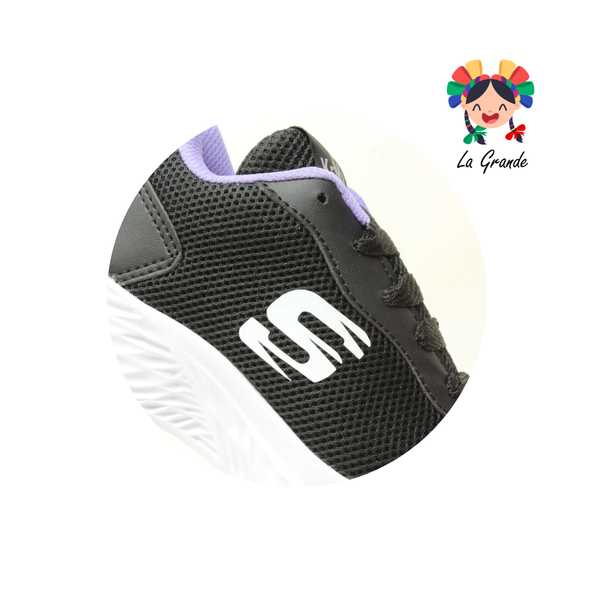 K-501 KEMA Negro Lila Tenis Deportivo para Niña