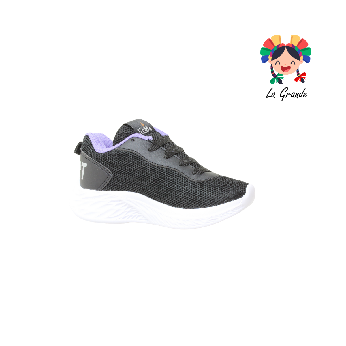 K-501 KEMA Negro Lila Tenis Deportivo para Niña
