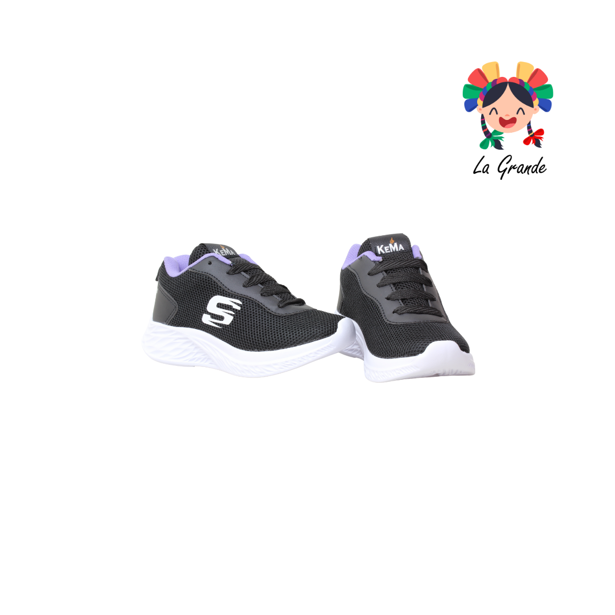 K-501 KEMA Negro Lila Tenis Deportivo para Niña