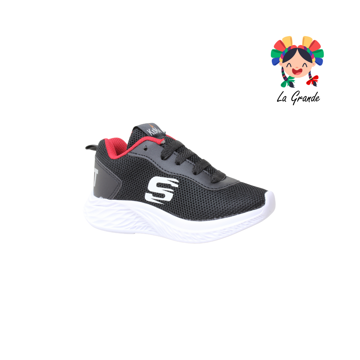 K-501 KEMA Negro Rojo Tenis Deportivo para Niña y Niño