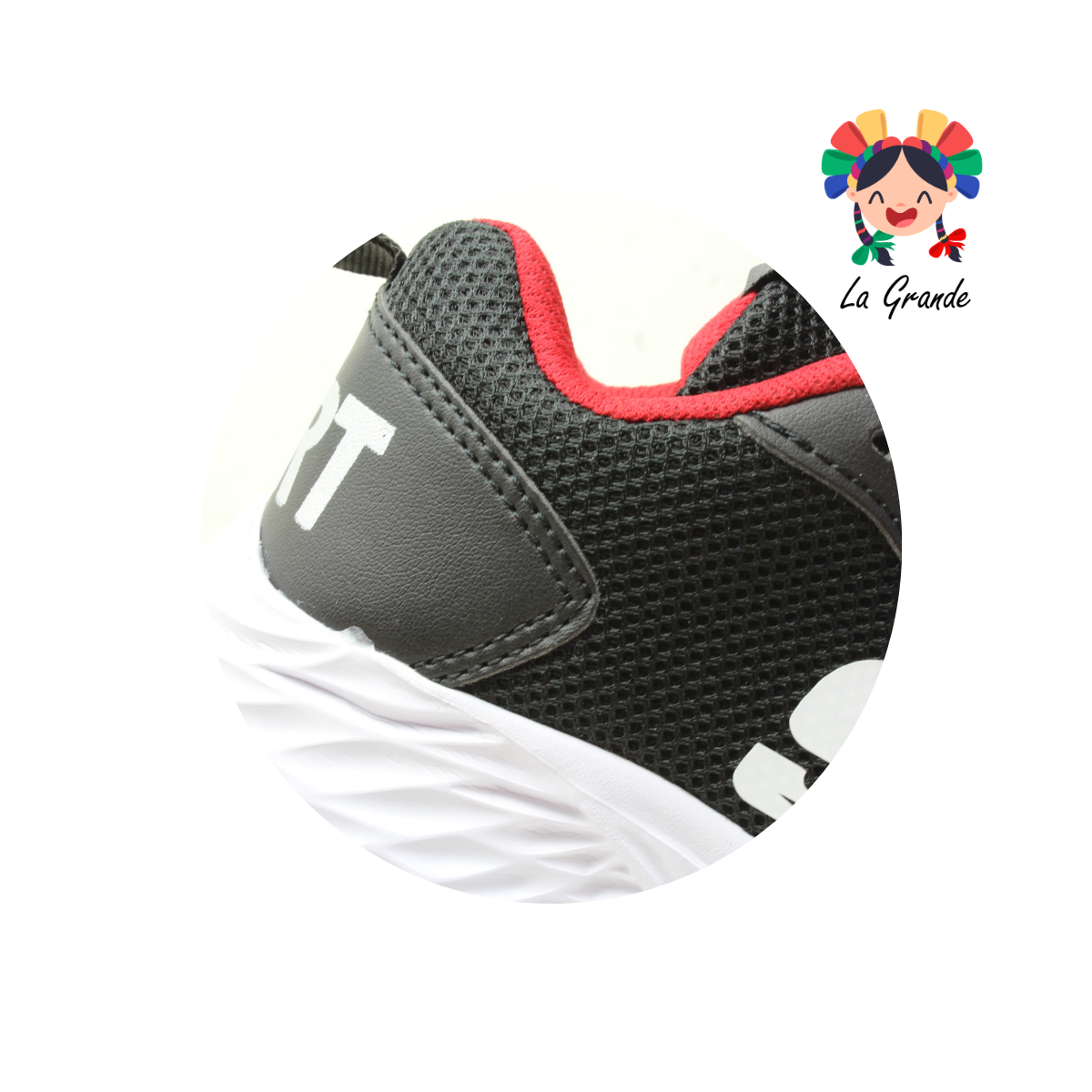 K-501 KEMA Negro Rojo Tenis Deportivo para Niña y Niño