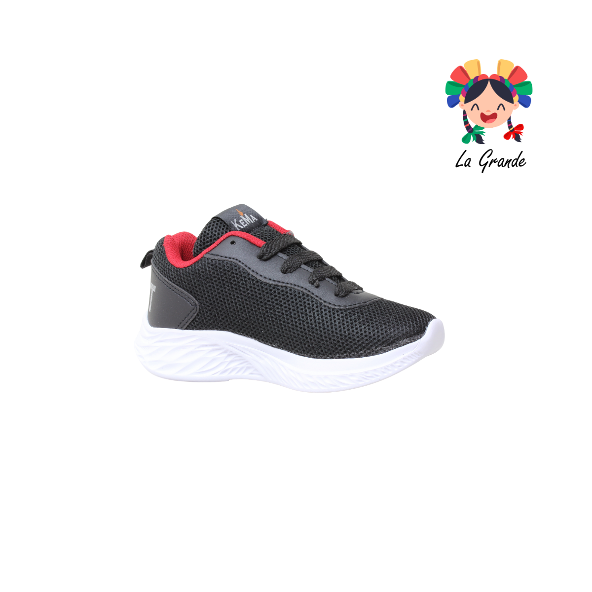K-501 KEMA Negro Rojo Tenis Deportivo para Niña y Niño