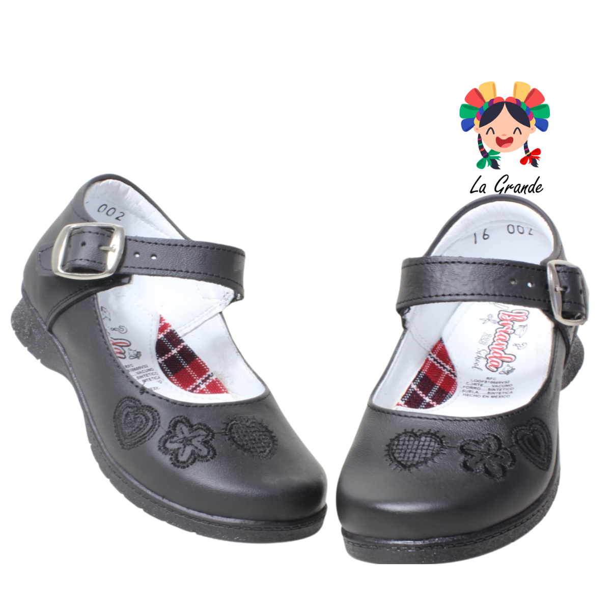 002 BRIANDA Negro Sint Zapato Escolar para Niña