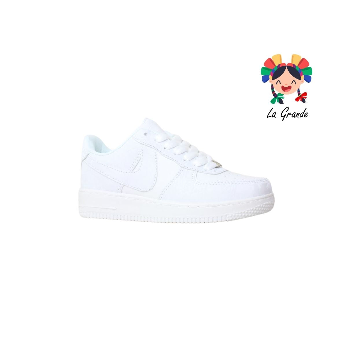 002 LERMI Bco Bco Escarcha Sint Tenis Escolar para Dama y Joven