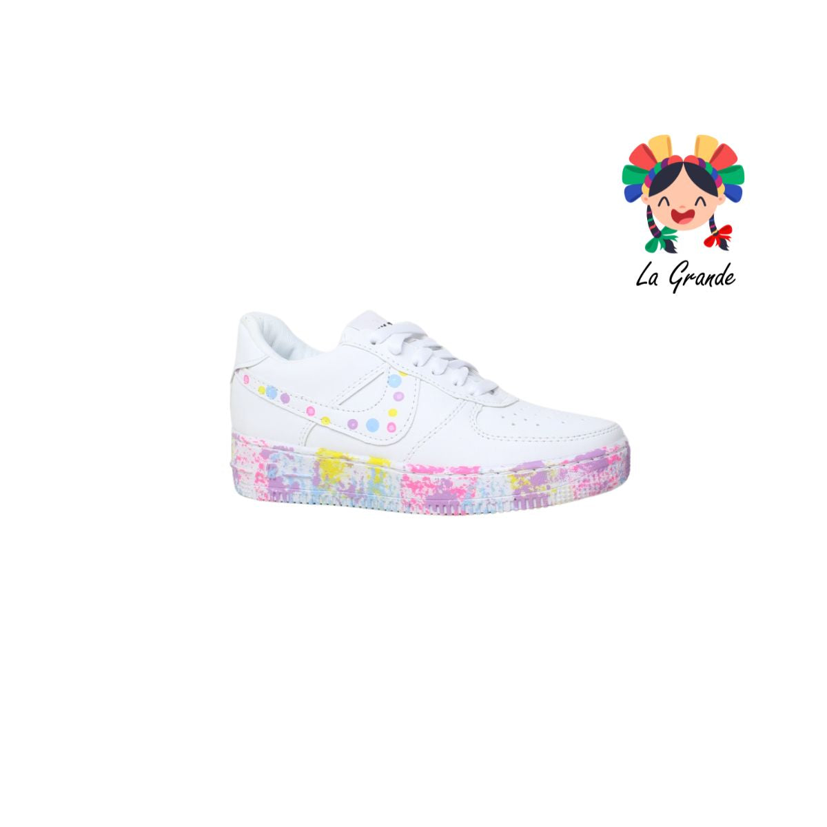 002 NIK-Z Blanco Lila Confeti Tenis Casual para Dama