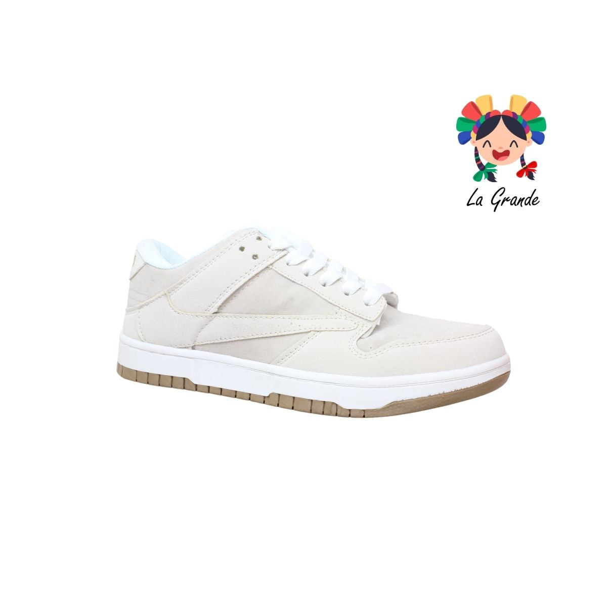 007 LERMI Beige Hueso Tenis Casual para Dama, Joven y Caballero