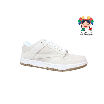 007 LERMI Beige Hueso Tenis Casual para Dama, Joven y Caballero