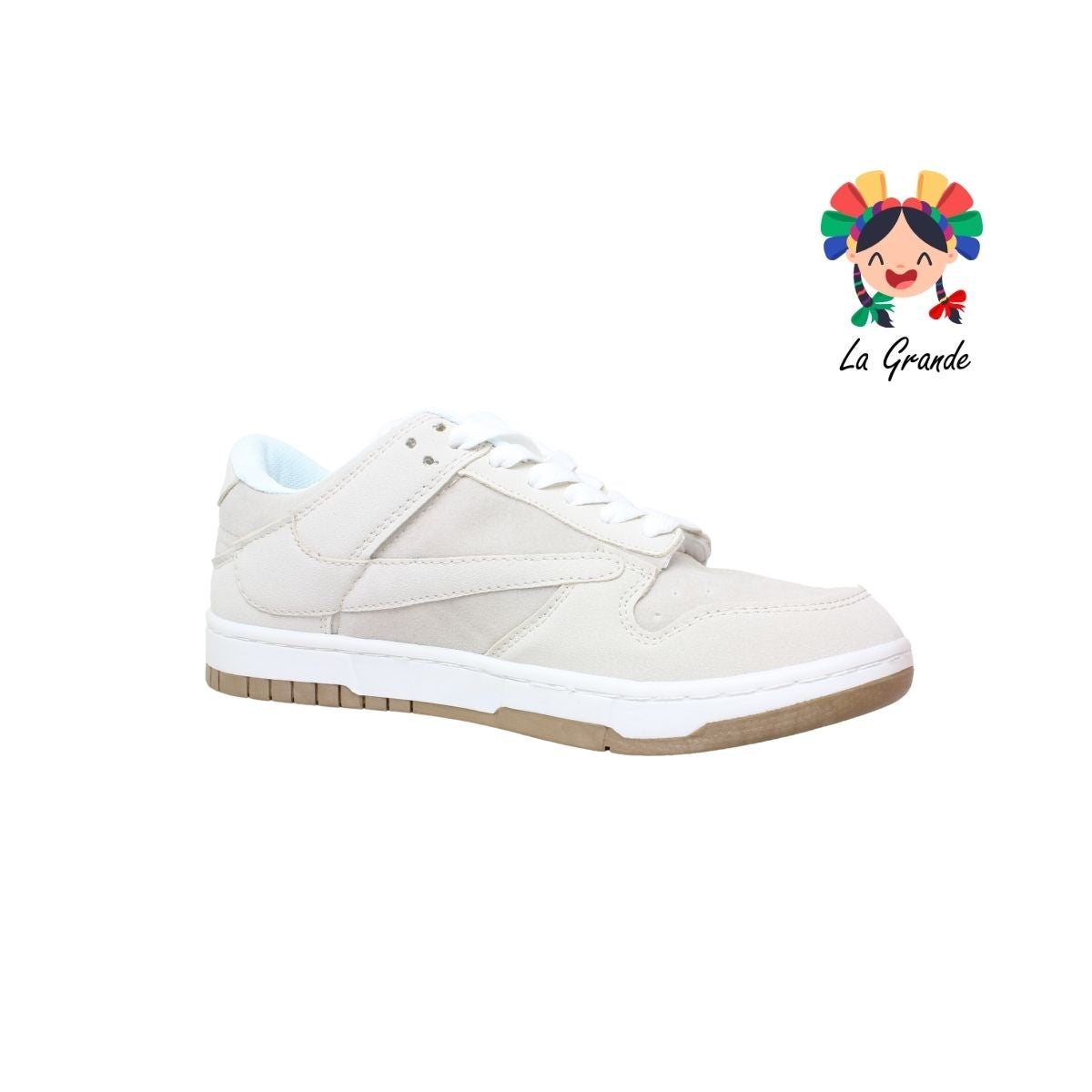 007 LERMI Beige Hueso Tenis Casual para Dama, Joven y Caballero