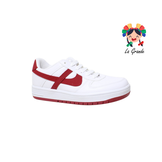 010290 PANAM Blanco Rojo Tenis Casual para Dama, Joven y Caballero Nacional Original