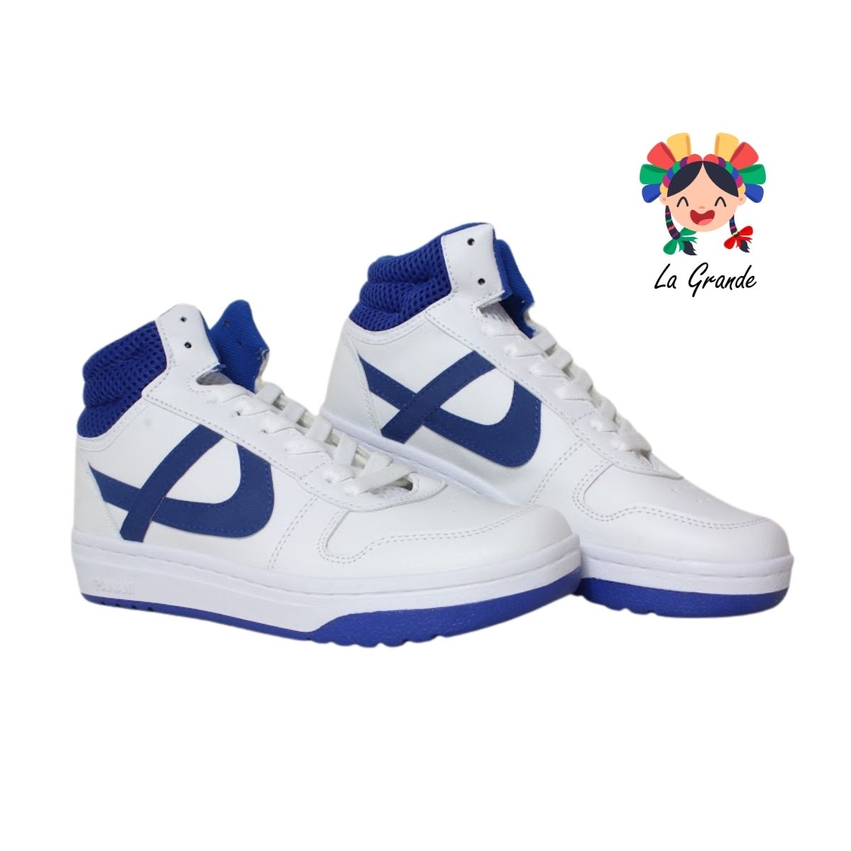 010677 PANAM Blanco Azul Napa Tenis Casual para Dama y Joven