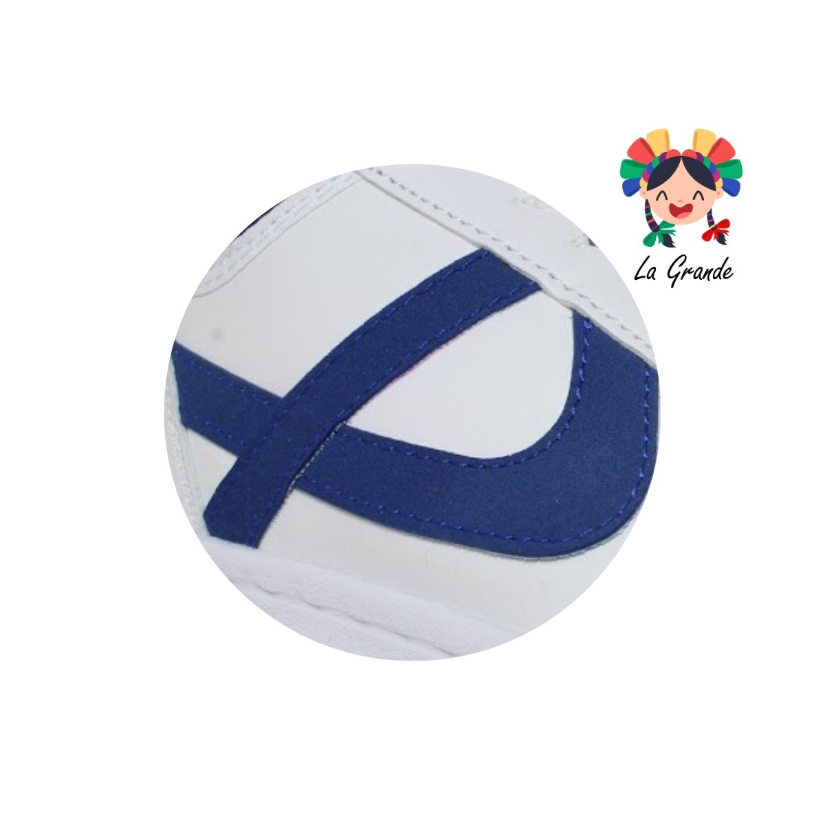 010677 PANAM Blanco Azul Napa Tenis Casual para Dama y Joven