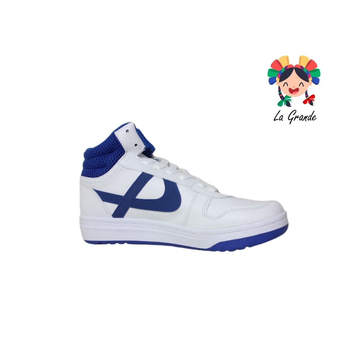 010677 PANAM Blanco Azul Napa Tenis Casual para Dama y Joven