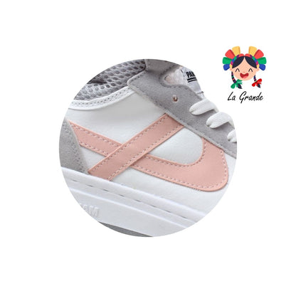 010677 PANAM Blanco Gris Napa Tenis Escolar para Dama y Joven