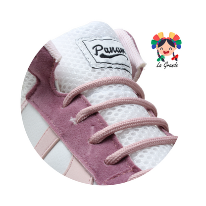 010700 PANAM Blanco Rosa Sint Tenis tipo Bota Urban para Dama Nacional Original