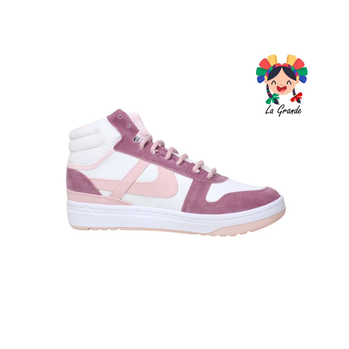 010700 PANAM Blanco Rosa Sint Tenis tipo Bota Urban para Dama Nacional Original