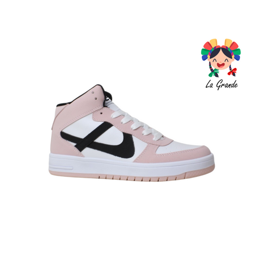 010703 PANAM Bco Rosa Negro Tenis Bota para Dama y Joven Nacional Original
