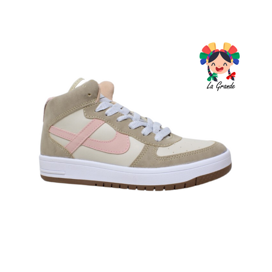 010703 PANAM Café Beige Sint Tenis Bota para Dama y Joven Nacional Original