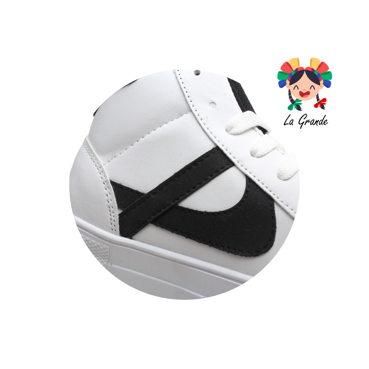 010711 PANAM Blanco Negro Tenis de bota para Joven y Dama