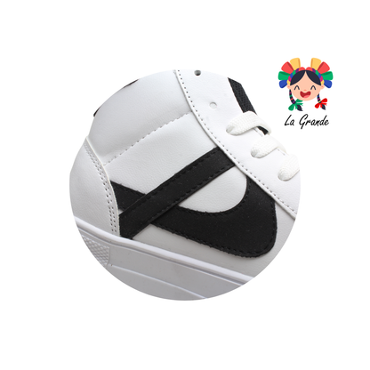 010711 PANAM Blanco Negro Tenis de bota para Joven y Dama