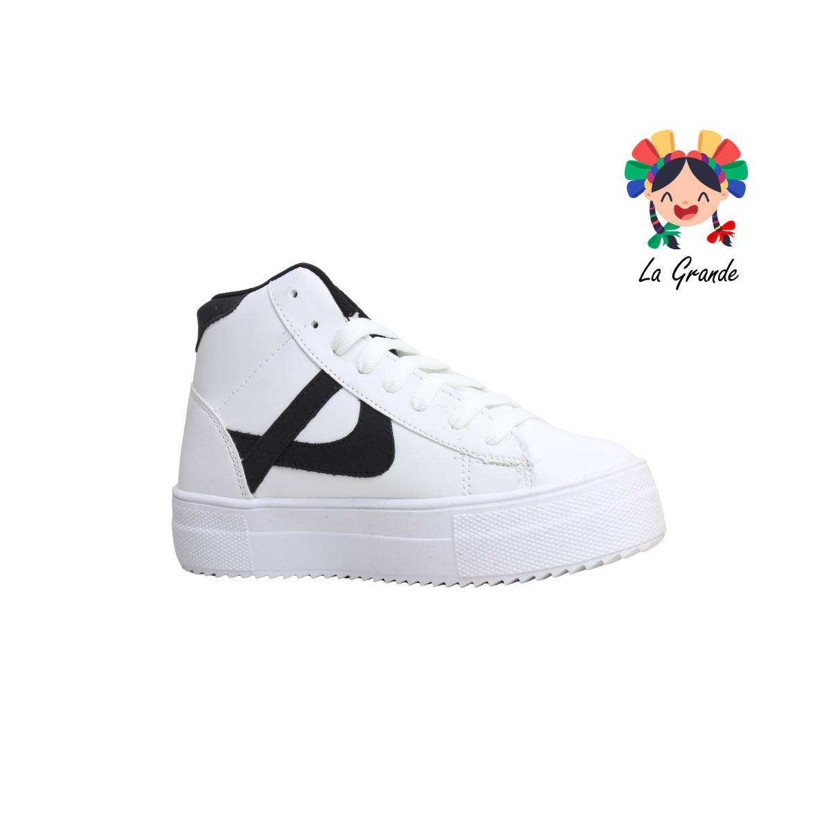 010711 PANAM Blanco Negro Tenis de bota para Joven y Dama