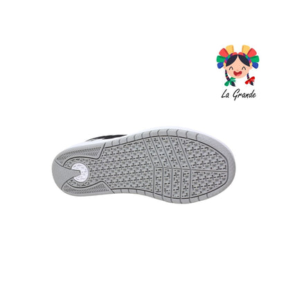 010730 PANAM Gris Negro Napa Tenis Casual para Dama, Joven y Caballero