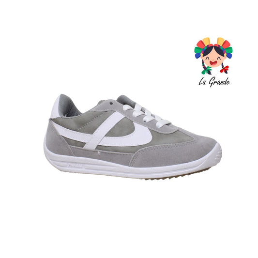 010838 PANAM Gris Textil Tenis Choclo para Dama,Joven y Caballero Nacional Original