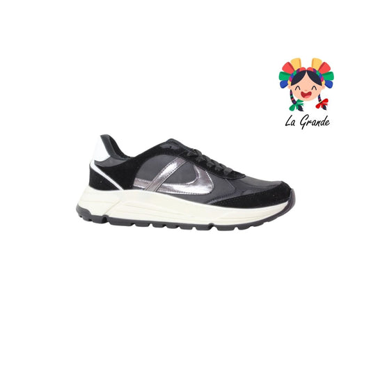 010952 PANAM Negro Plomo Napa Tenis Casual Original para Caballero